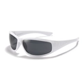 White wrap-around Y2K sports sunglasses with dark grey lenses for outdoor cycling - White Frame / Black Lens