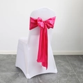 White stretch chair cover with a vibrant rose pink satin sash tied in a bow - Rose Red