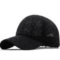 Gorra de béisbol de encaje negro con flores y malla transpirable para el verano - Negro