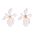 Elegant white floral stud earrings with gold center detail shown on a clean background - White (5203)
