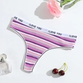 String taille basse à rayures roses et violettes avec ceinture élastique I LOVE YOU - S(30) / Violet