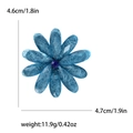 Blue acrylic flower brooch with resin texture and center gemstone, size 4.6cm by 4.7cm - Blue
