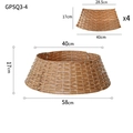 Brown woven Christmas tree skirt collar in 4-piece set with assembly dimensions - Small Coffee Tree Collar (4-Piece Set)