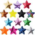 Macro shot of colorful sequin star patches in various shades for DIY apparel - Star Set*Large Size