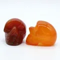 Red agate and orange calcite hand-carved crystal skull statues for home decoration - Red Agate