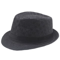 Cappello fedora classico in paglia nera da uomo con nastro e trama intrecciata - M (56-58cm) / Nero