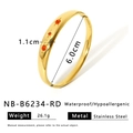 Brazalete de acero inoxidable bañado en oro 18K con tres gemas de circonio naranja - Rojo (NB-B6234-RD)