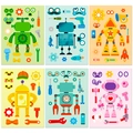Robot theme DIY stickers for kids with 6 colorful designs and various mechanical parts - Robot Face Change Style (T01042938)