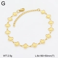 Golden double-layer stainless steel clover bracelet with adjustable lobster clasp - Hollow Four-leaf Clover Style