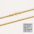 3mm 60cm 18k gold plated stainless steel rope chain necklace with lobster clasp - Gold Rope Chain