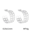 Pendientes de aro plateados con diseño de cadena hueca, tamaño 23x11mm y peso 6g - Color Acero KE109386-KFC