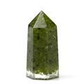 Handmade resin crystal tower with green crushed stones for meditation and yoga decor - Peridot