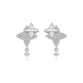 Elegante S925 Sterlingsilber Stern-Ohrstecker mit funkelnden Zirkonia-Steinen - 925er Silber / Platin