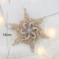 Fiocco di neve glitterato oro e argento da 14cm, pendente festivo per l'albero di Natale - Fiocco di neve