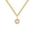 Gouden roestvrijstalen ketting met ronde champagne geboortesteen op een gourmet schakel - November Lichtgeel - Goud