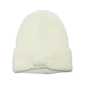 Berretto in maglia color crema per bambini con un grande fiocco decorativo sul risvolto - 48-52cm / Bianco