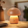 Elegante Pilz-Nachtlampe aus Buchenholz mit warmem LED-Licht und Berührungssensor - Buche Stil D Pilzlicht / Wiederaufladbar (Klein)