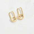 Minimalistische böser blick ohrhänger in gold mit rechteckigen und runden gliedern - Geometrischer Ring Verschachtelter Stil (ES2648)