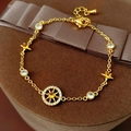 Détail du bracelet boussole en zircon doré avec fini or 18K sur présentoir velours - Bracelet - Or