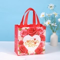 Red non-woven Mother's Day gift bag with roses and Happy Mother's Day gold text - Red Style 3