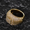 Macro shot of iced-out hip hop ring with white stones and watch band texture - US-7 / Gold Color - White Zirconia