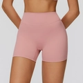 Pink high-waisted yoga shorts for women with moisture-wicking and elastic fabric - S / Grapefruit Pink