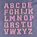 Toppe con lettere in ciniglia viola con bordi glitter oro per fai da te, 5,5 cm - G3-R/5,5cm/Viola/Set di 26 Lettere