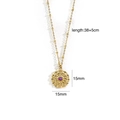 Detail of 14K gold 316L stainless steel necklace with purple gemstone disc pendant - Hammered Round