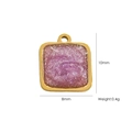14K gold stainless steel square charm with glittery purple resin inlay, 10mm x 8mm size - 10 Enamel Square Purple