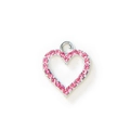 Pendente a cuore in cristallo rosa con base in lega di zinco per gioielli fai-da-te - Argento Strass Rosa