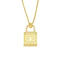 Collier élégant avec pendentif cadenas coeur doré ajouré et cristaux brillants - A-Serrure Creuse