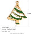 Christmas tree pendant in 14K gold-plated stainless steel with green enamel details - Hollow Christmas Tree - Gold