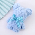 Light blue coral fleece towel bear with pearl bow tie gift favor for weddings - Blue Plaid (35*75)