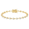S925 sterling silver heart-shaped zirconia bracelet in elegant gold finish - 4mm Heart Shape 14k Gold 16.5cm Approx. 6.25g