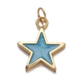 Colgante de estrella dorada Y2K con esmalte azul para creación de joyas DIY - Pentagrama Azul