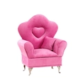 Pink velvet sofa-shaped jewelry box with heart backrest and golden metal legs - Single Sofa / Pink