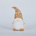 Christmas gnome plush ornament with a golden sequin hat and white faux fur beard - Gold