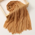 Brownish-yellow cotton linen scarf with frayed edges in a light wooden tray - 180*100cm / Ginger Yellow (TH39-34)