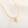 Gold-plated snake chain necklace featuring a zircon-encrusted letter T pendant charm - Letter T(XN-05-T) / Gold
