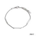 Silver stainless steel bracelet with woven texture and rectangle bars, model PB917 - Silver Bracelet (PB917)