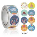 2.5cm Happy Birthday roll stickers featuring 8 cartoon themes with bears and cakes - A-472 Animal Party Birthday