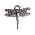 Vintage silver dragonfly pendant in antique alloy with detailed wing textures - Model 11699 (17*16mm) 1g