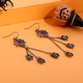 Gothic punk black spider web dangle earrings with tassels for Halloween costume style - Spider Web Spider Tassel Style / Black