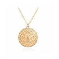 Golden Pirates of the Caribbean necklace with Jack Sparrow skull coin pendant on white back - Gold