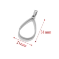 Silver stainless steel teardrop pendant base with dimensions 31mm by 21mm - Teardrop / Steel
