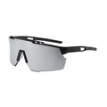 Cycling sports sunglasses featuring a black semi-rimless frame and silver mirrored lenses - Black Frame Silver Mirrored Lens