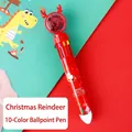 Cute Christmas 10-in-1 multicolor ballpoint pen featuring Santa Claus and reindeer theme - 10 Colors Red Snowman