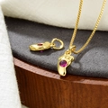 Golden baby feet pendant with pink zircon stone for DIY jewelry making and crafts - Light Pink