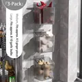 Three-piece set of transparent fluted wall-mounted kitchen storage bins for ginger and garlic - 3 Pack / Medium / Transparent Grey