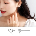 Minimalist S999 sterling silver heart stud earrings with glossy polished finish - Heart Stud Earrings